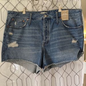 NWT Madewell 22W Plus Size Relaxed Denim Shorts in Homecrest Wash, Ripped